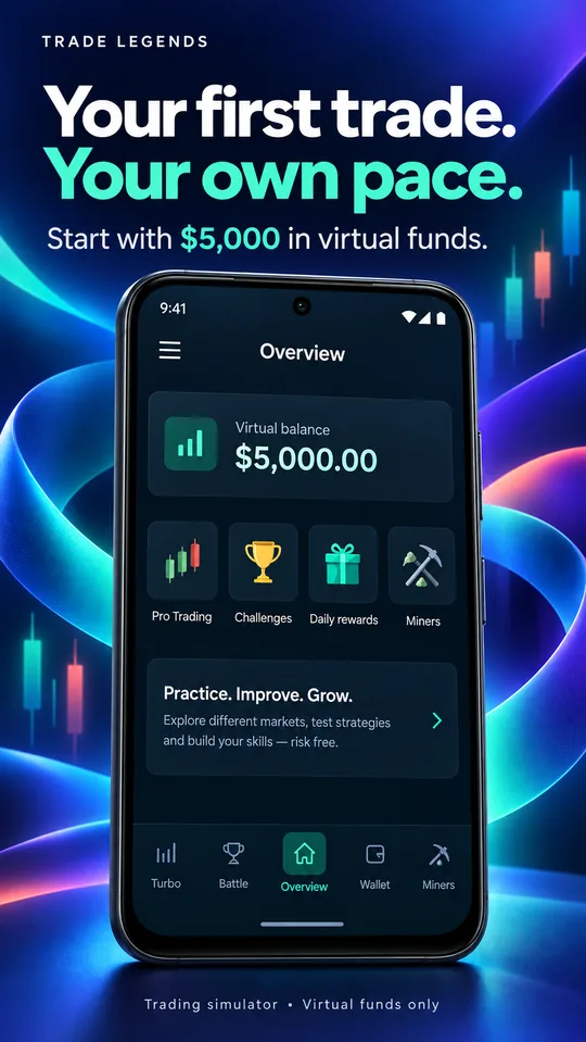 Welcome screen with the virtual starting balance