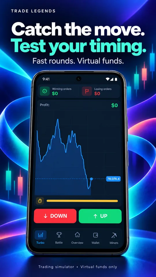 Turbo round with a live price chart and up/down buttons