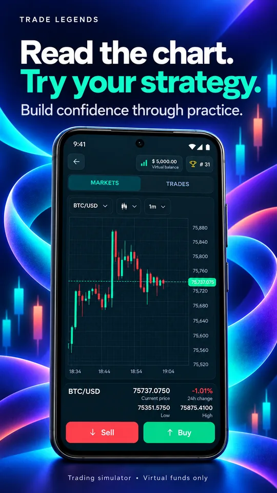 Pro trading screen with a candlestick chart and open positions